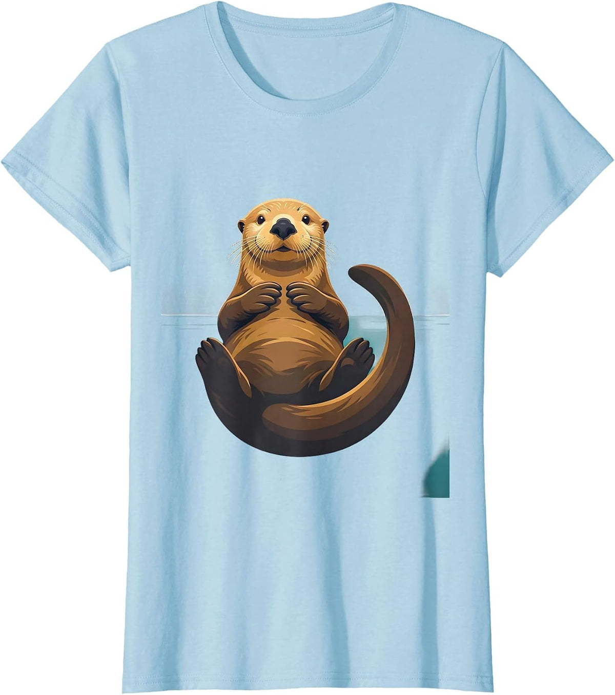 Women's Back-Floating Sea Otter Funny Animal Lover Gift T-Shirt - Baby Blue