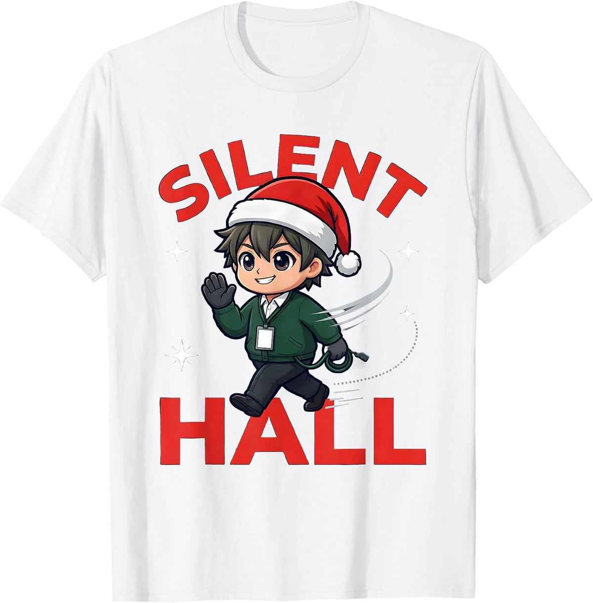 Men's SILENT HALL Funny School Staff Christmas Humor T-Shirt - White