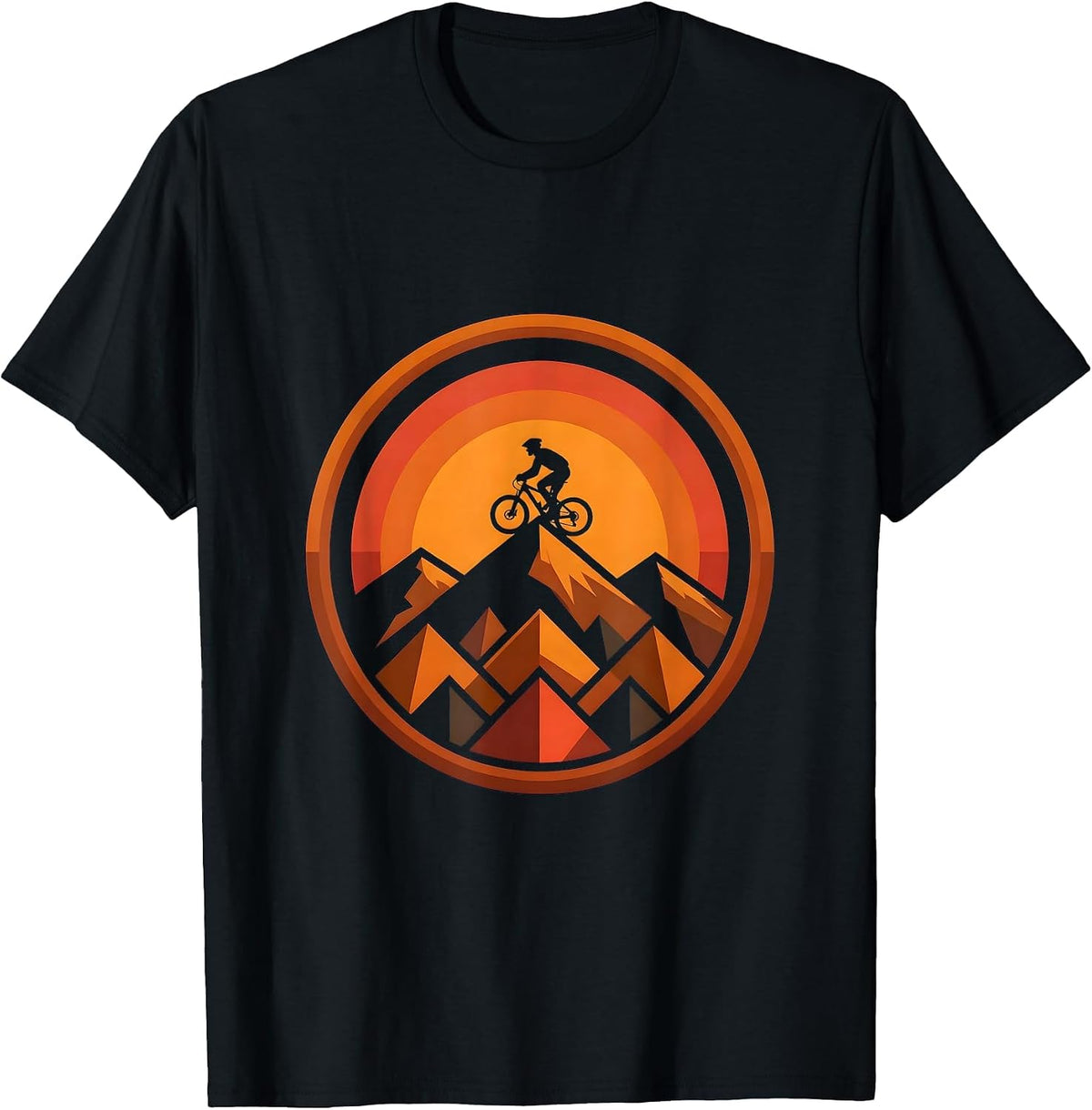 Men's Cyclist Silhouette Mountain Sunset Graphic T-Shirt - Black