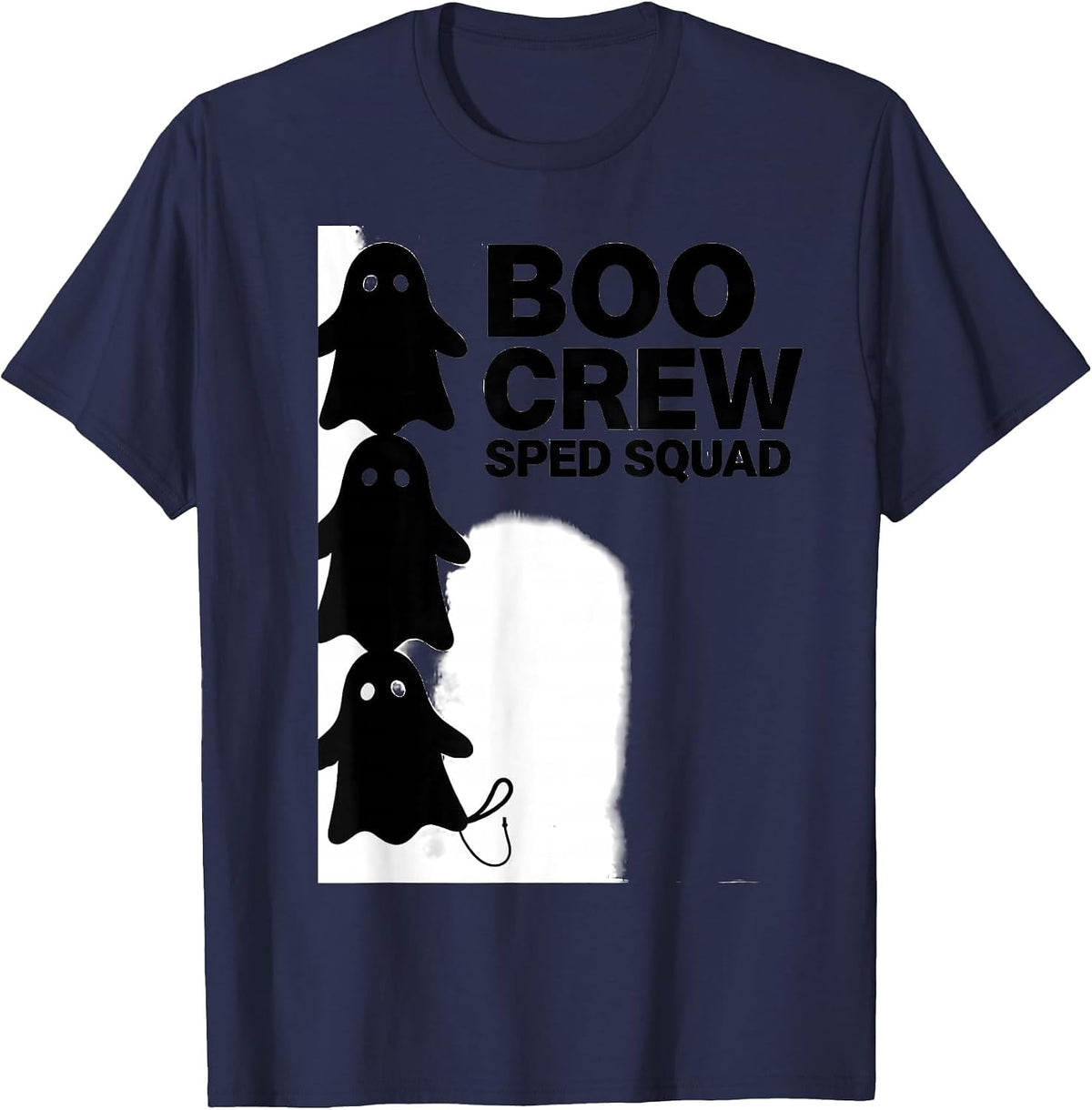 Boo Crew SPED Squad Para Normal Activities Halloween Teacher T-Shirt - Navy Blue