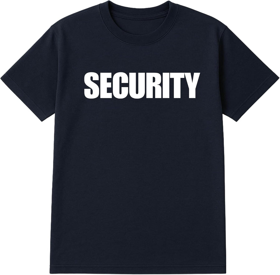 Bulk Security T-Shirts – Cotton Blend Uniform Tees for Guards, Events & Nightclubs – Printed in USA - 6 Pack Navy Blue