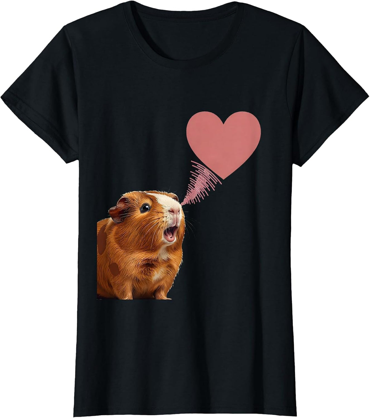 Heart Wheek Guinea Pig Funny Pet Lover Gift T-Shirt - Black