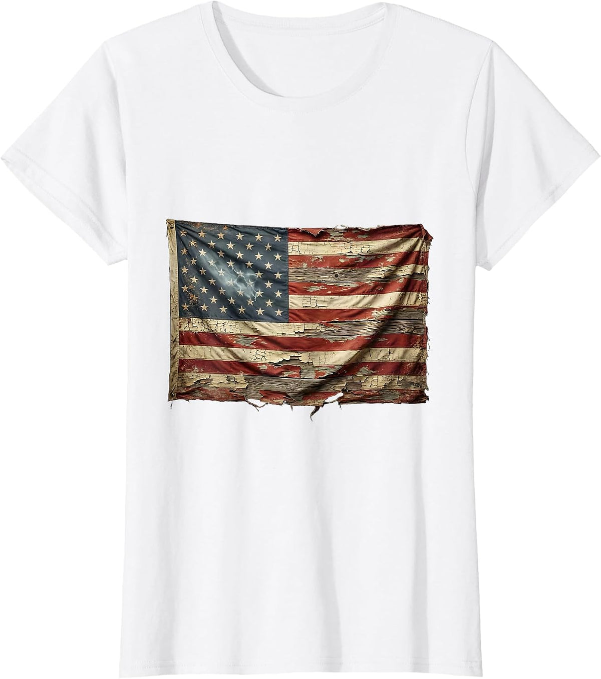 Patriotic Motorcycle Speeding Past Waving Flag T-Shirt - White