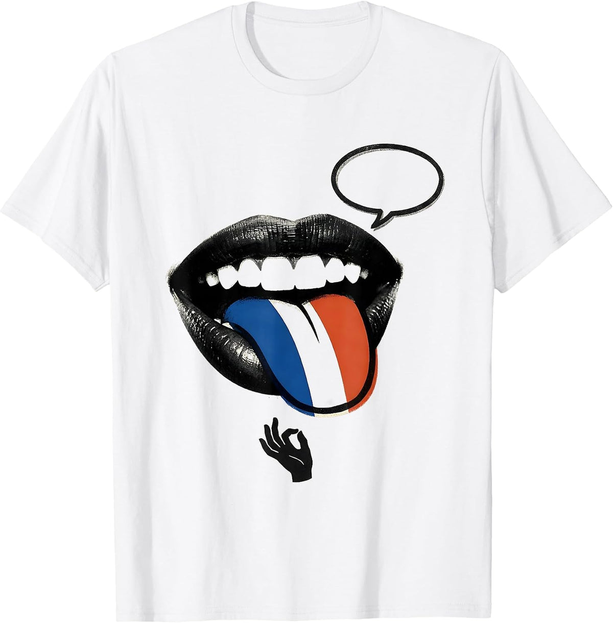 Men's French Flag Francophile Humor Screenprint Poster T-Shirt - White
