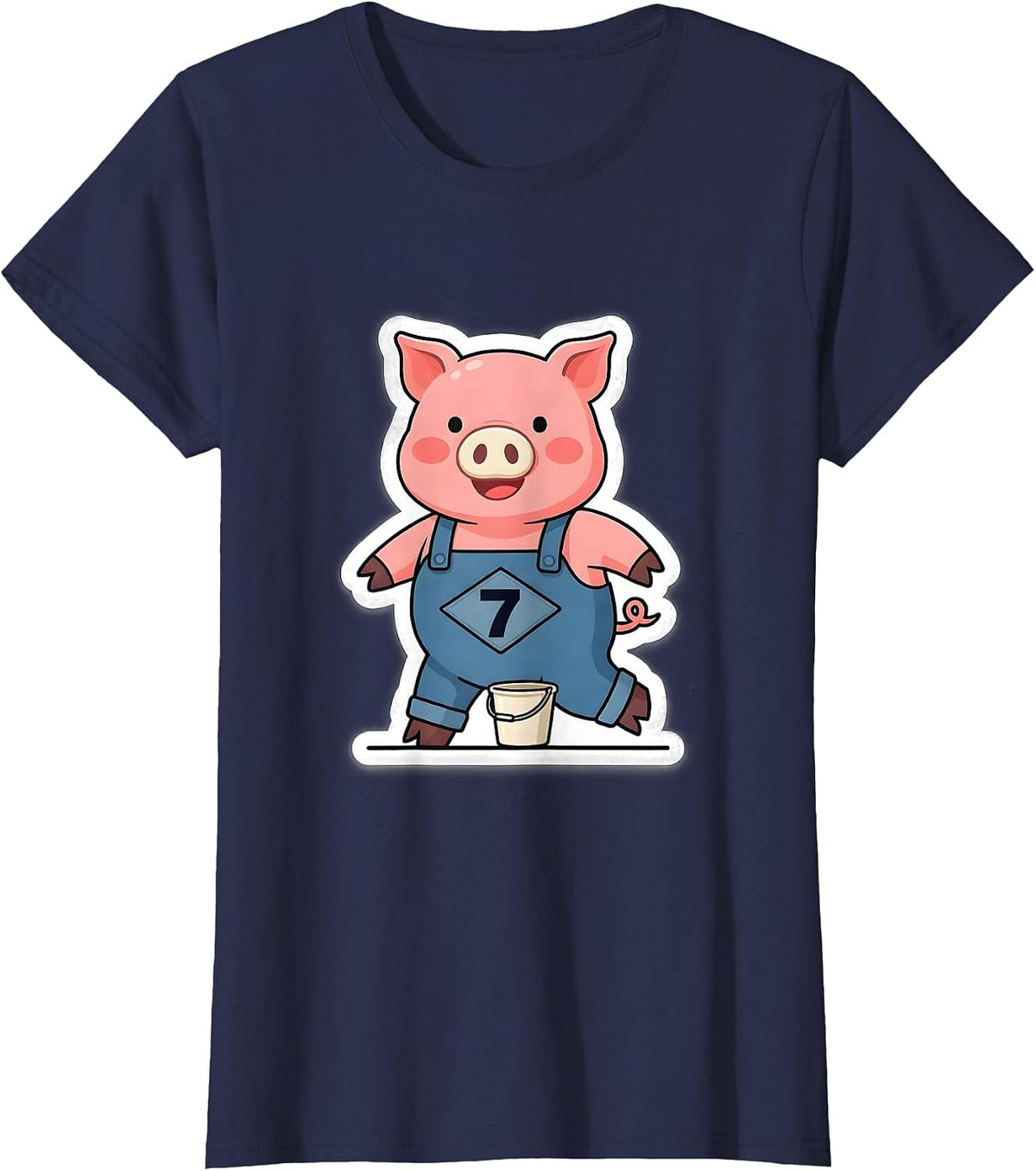 Women's 7 Funny Pig Lover Halloween Costume T-Shirt - Navy Blue