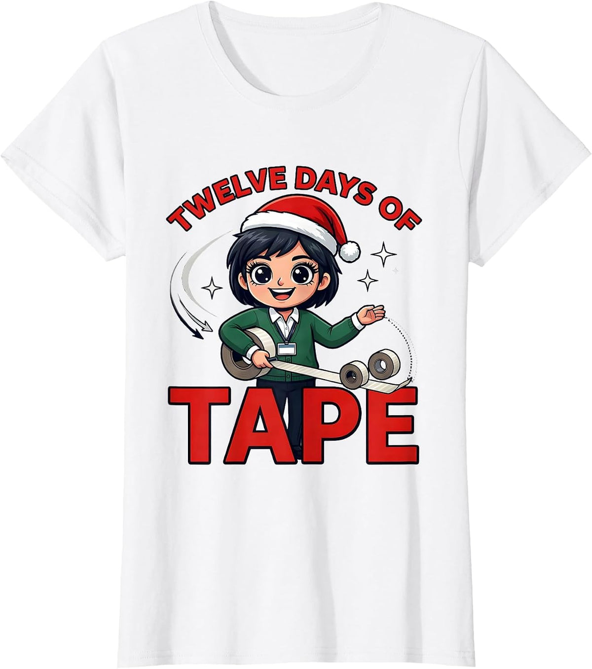 TWELVE DAYS OF TAPE Funny Teacher Christmas School Staff T-Shirt - White