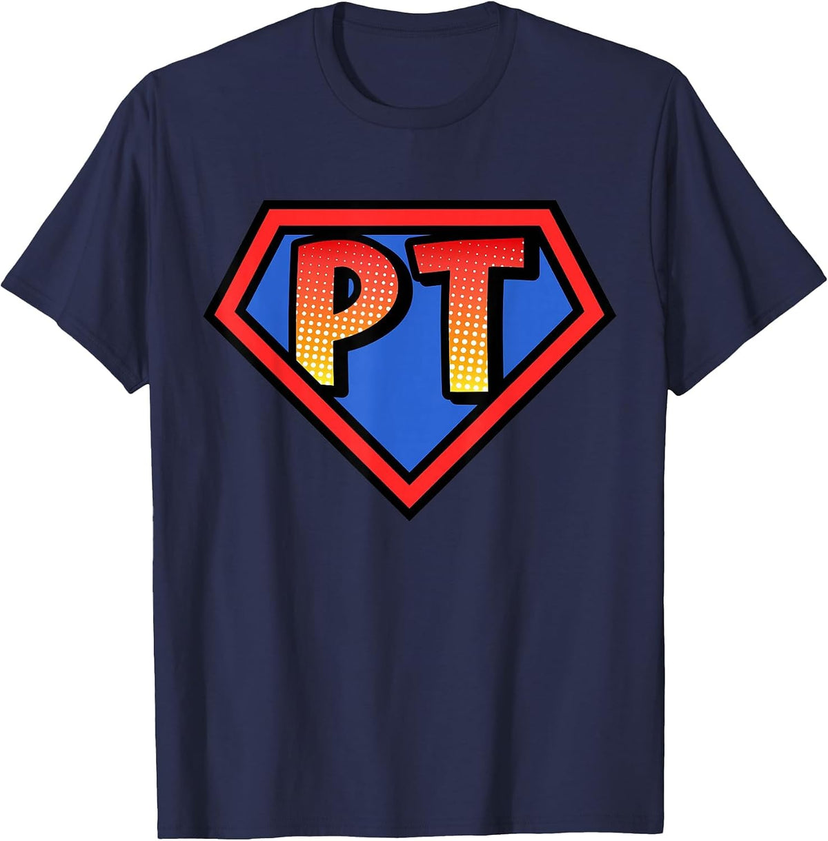 Superhero PT Physical Therapy - Halloween Costume T-Shirt - Navy Blue