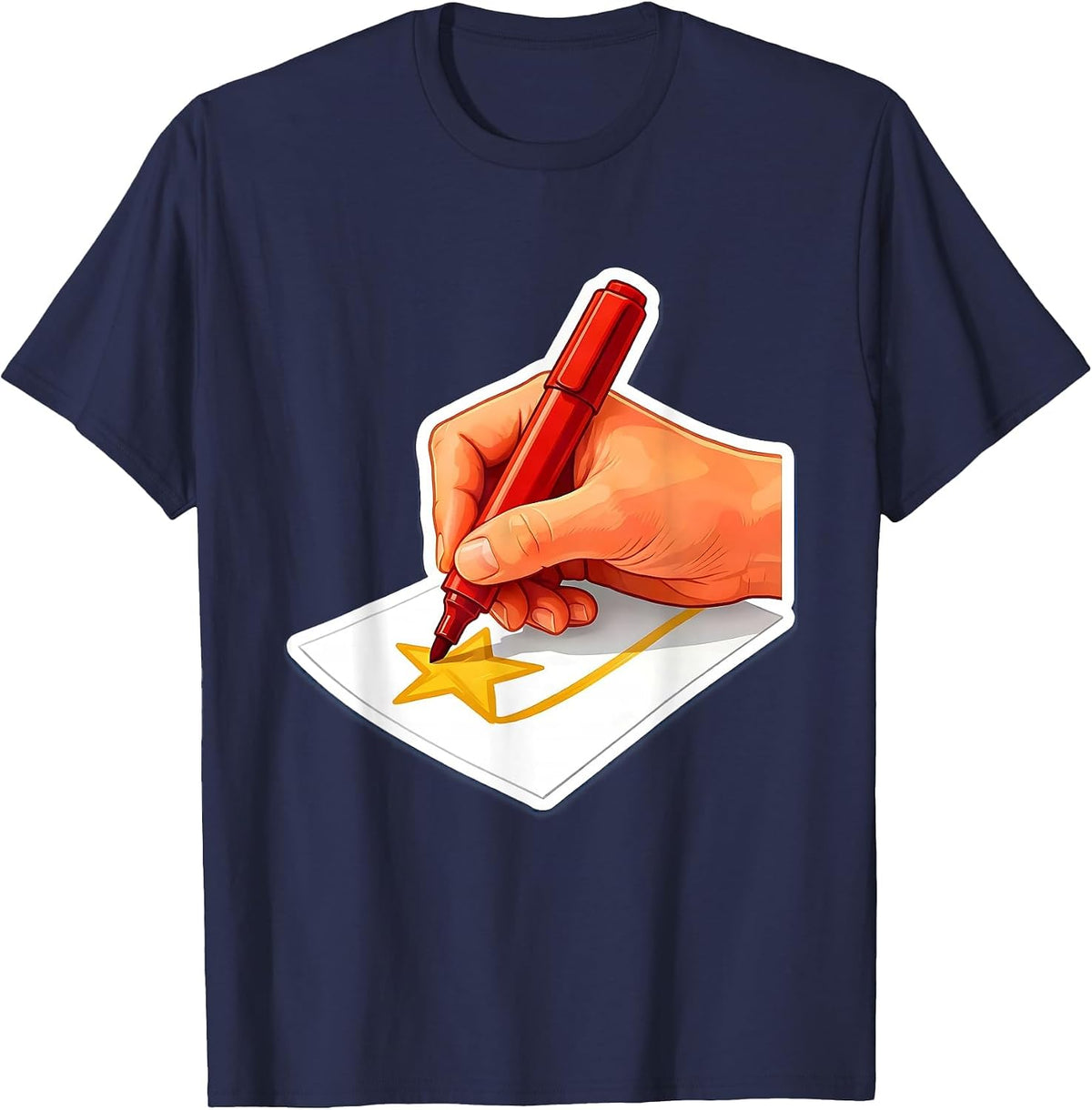 Sped Teacher Star Drawing Student Paper Design T-Shirt - Navy Blue