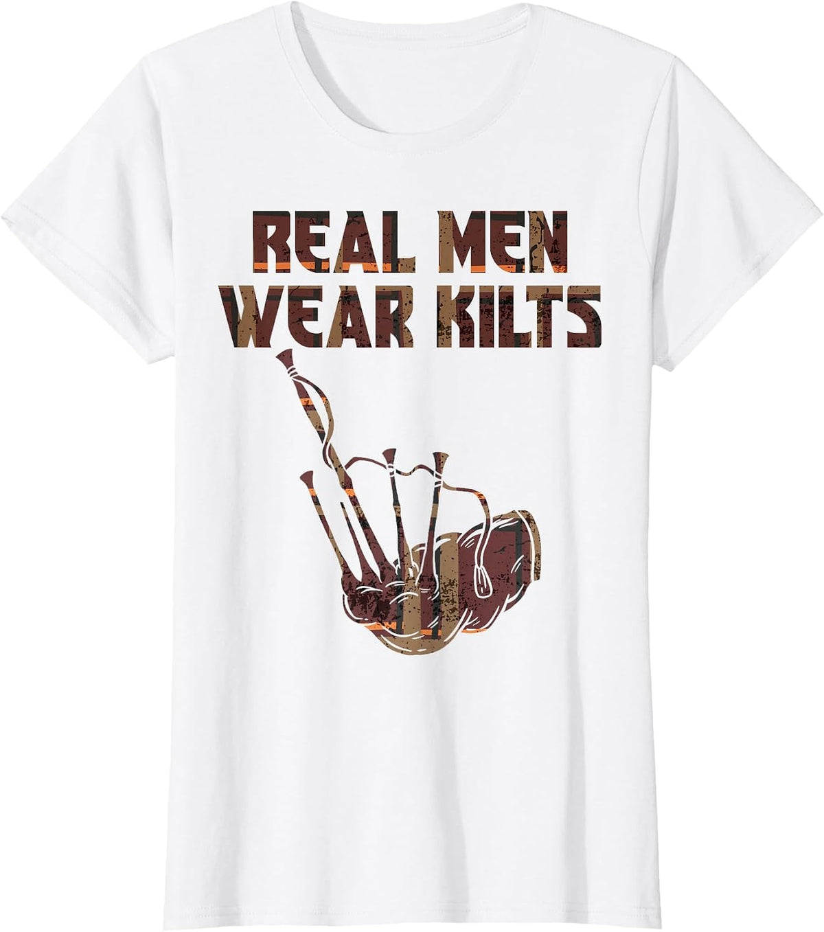 Bagpipe Practice Real Men Wear Kilts Scotland Pride Bagpiper T-Shirt - White