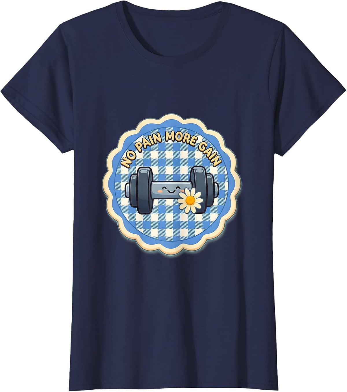 Women's No Pain More Gain Physical Therapy Design T-Shirt - Navy Blue