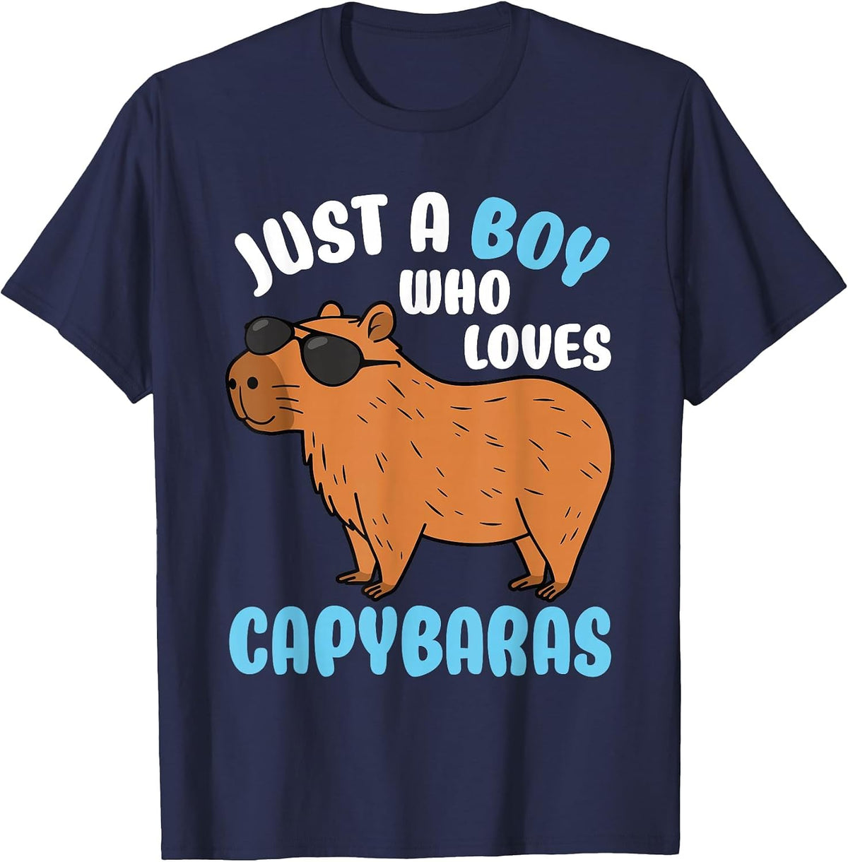 Just A Boy Who Loves Capybaras Rodent Capybara Lover T-Shirt - Navy Blue