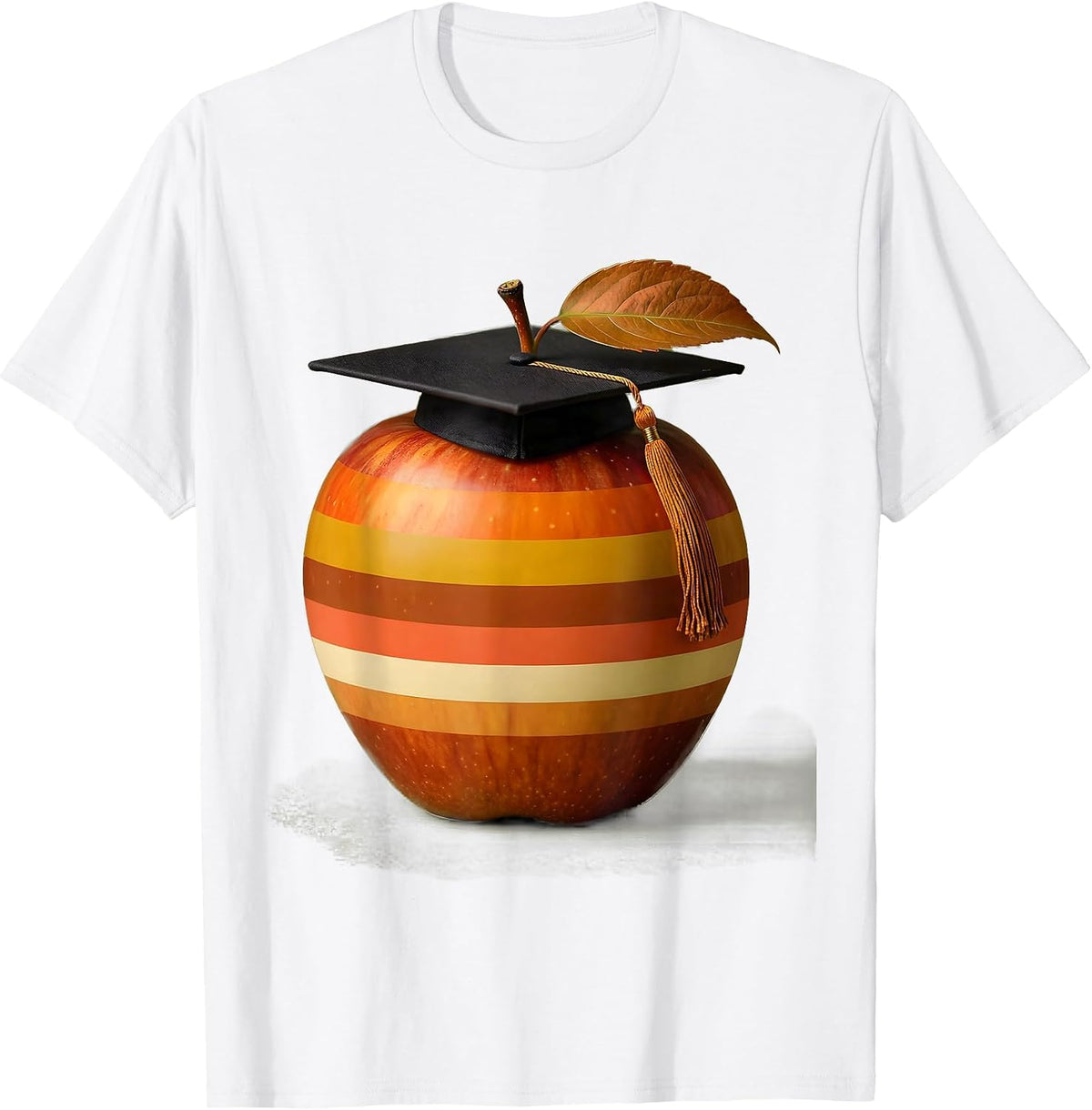 Men's Sped Teacher Apple Graduation Cap Illustration T-Shirt - White