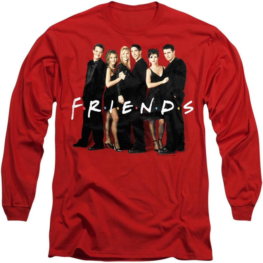 Popfunk Friends TV Show Central Perk & Cast Logo Long Sleeve T Shirt (Red) - Red