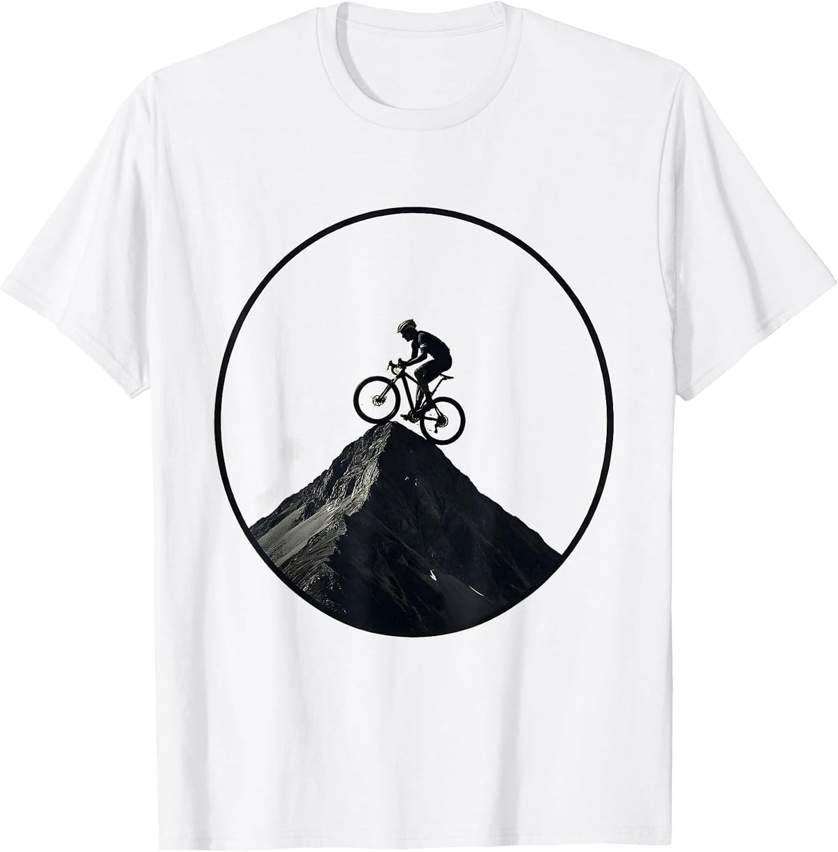 Men's Cyclist Conquering Mountain Summit Graphic T-Shirt - White