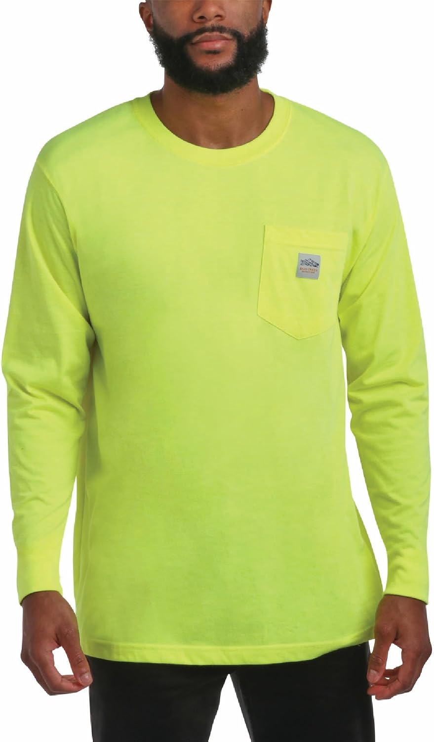 Bass Creek Outfitters Mens Heavyweight Crewneck Long Sleeve Pocket Tee - Yellow