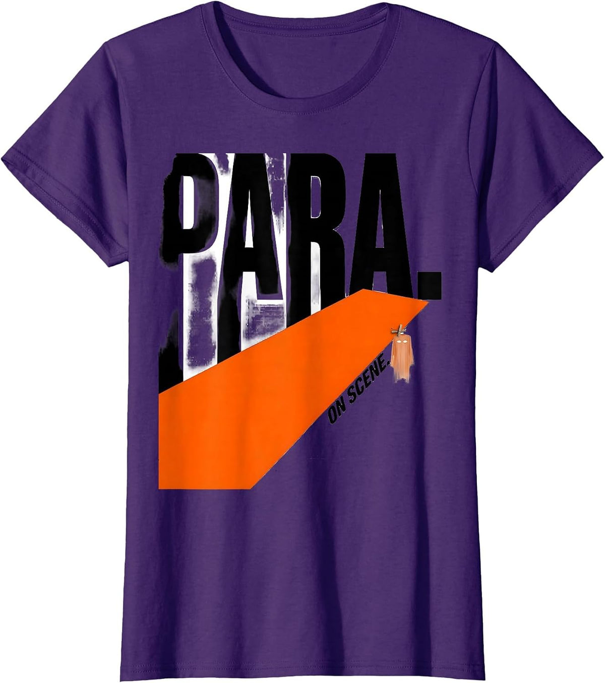 Women's Para On Scene Brutalist Graphic Halloween Para Teacher Gift T-Shirt - Purple