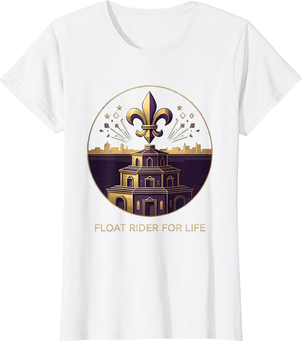 Women's Float Rider For Life Mardi Gras Design T-Shirt - White
