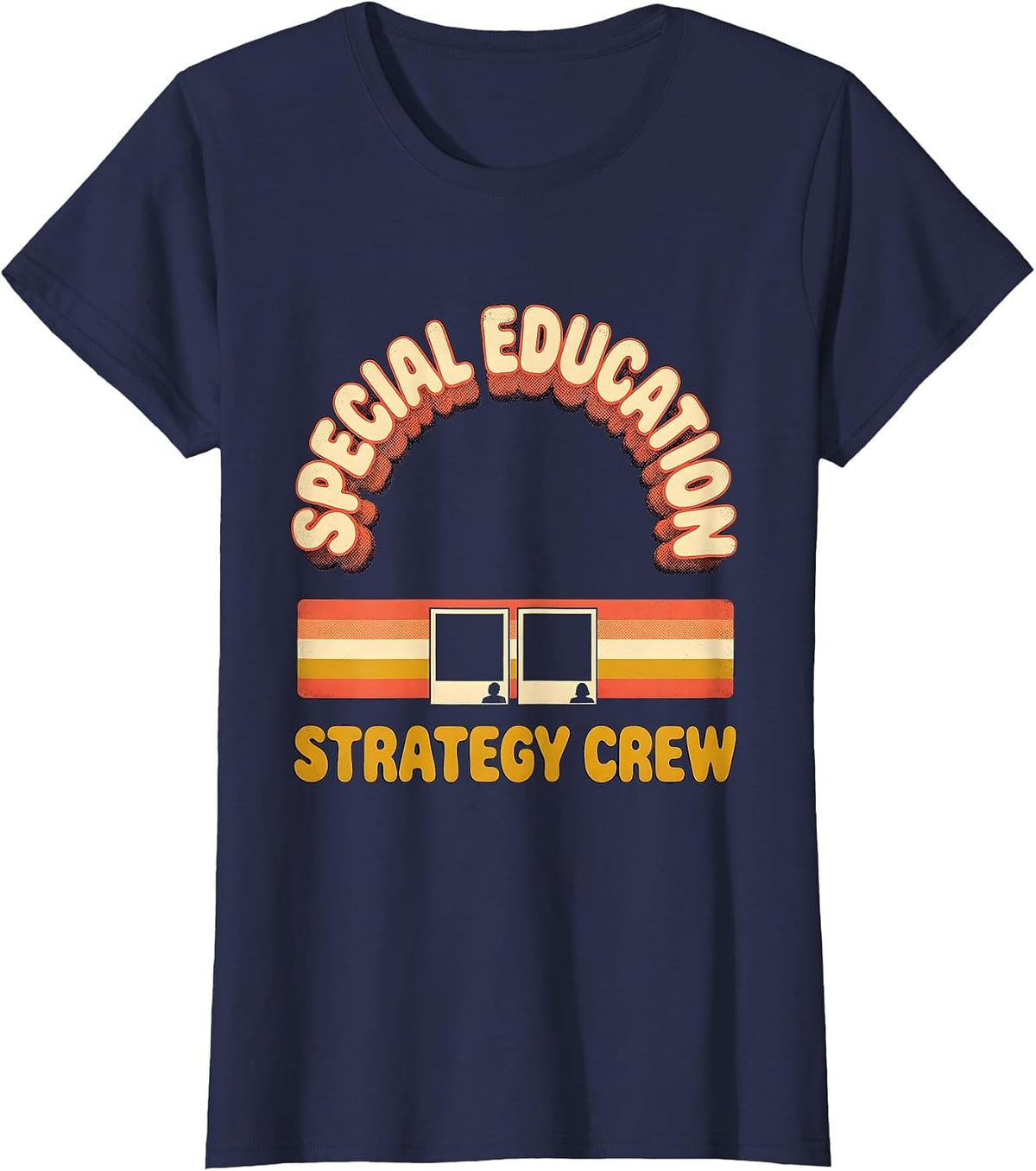 Women's Special Education Strategy Crew Retro SPED Teacher T-Shirt - Navy Blue