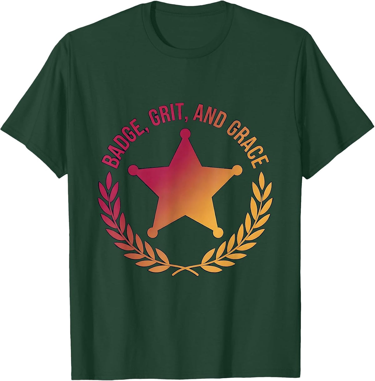 Men's 911 Women Badge Grit and Grace Design T-Shirt - Dark Green