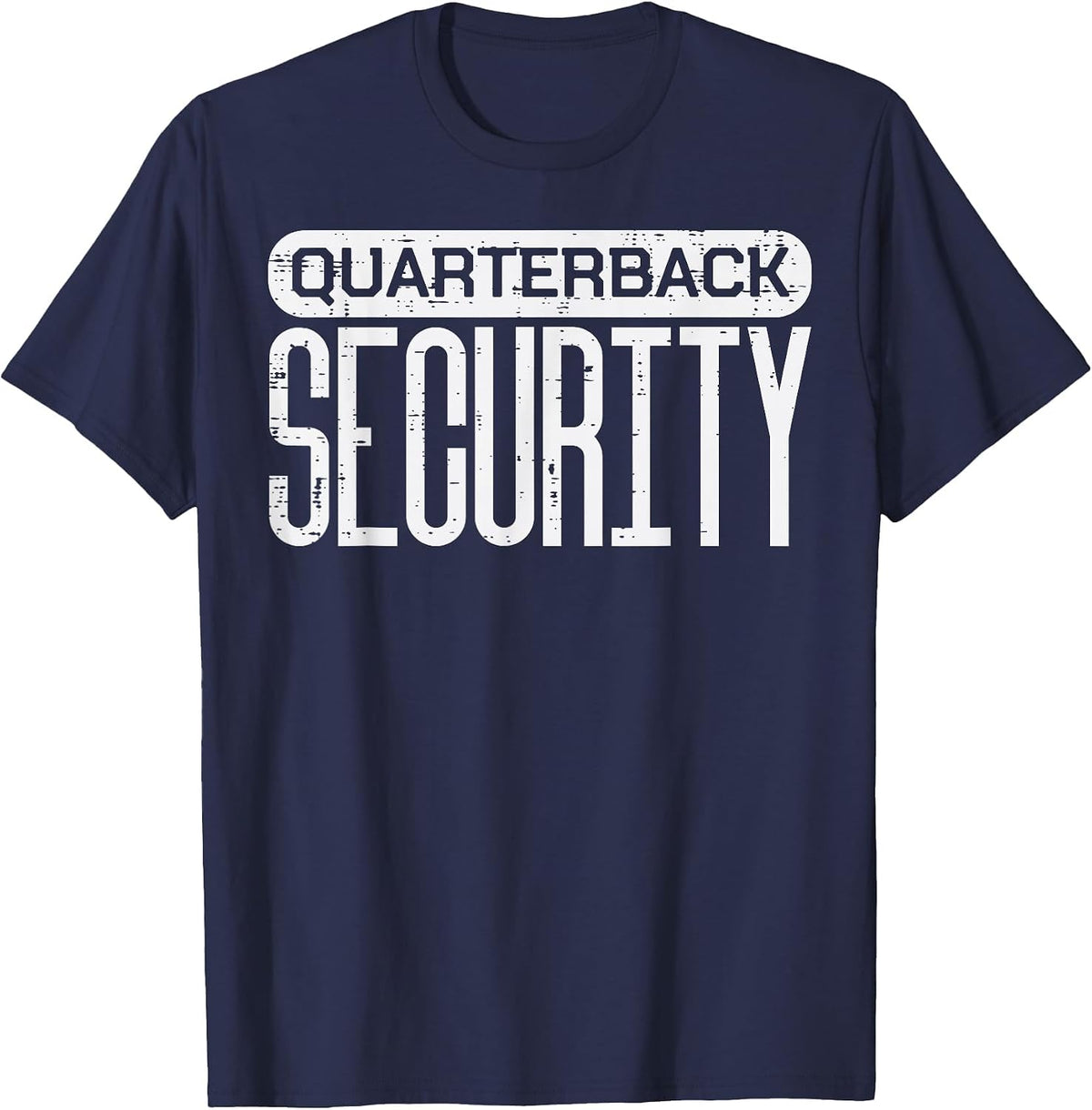 Quarterback Security Funny Offense American Football Lineman T-Shirt - Navy Blue