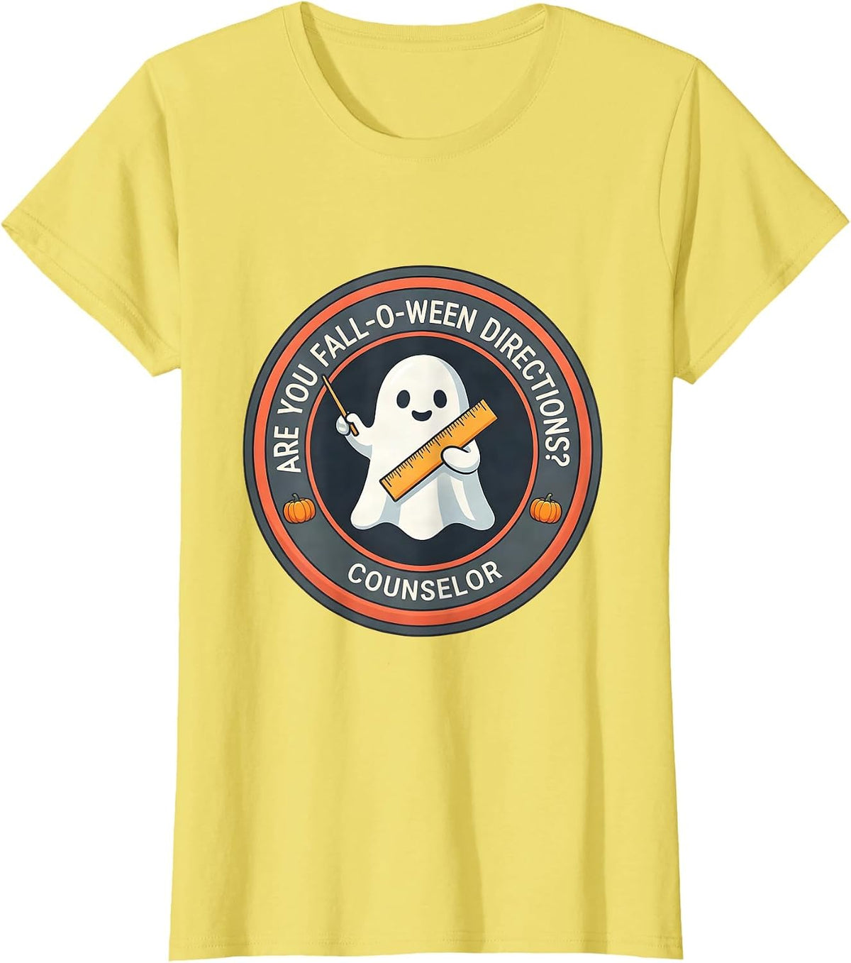 Women's Are You Fall-O-Ween Directions? Counselor Teacher T-Shirt - Lemon Yellow