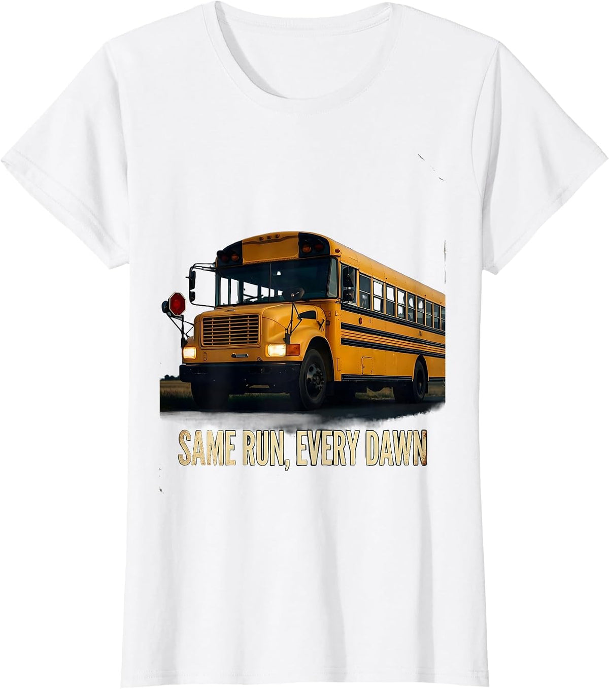 Same Run Every Dawn Vintage School Bus Driver Appreciation T-Shirt - White