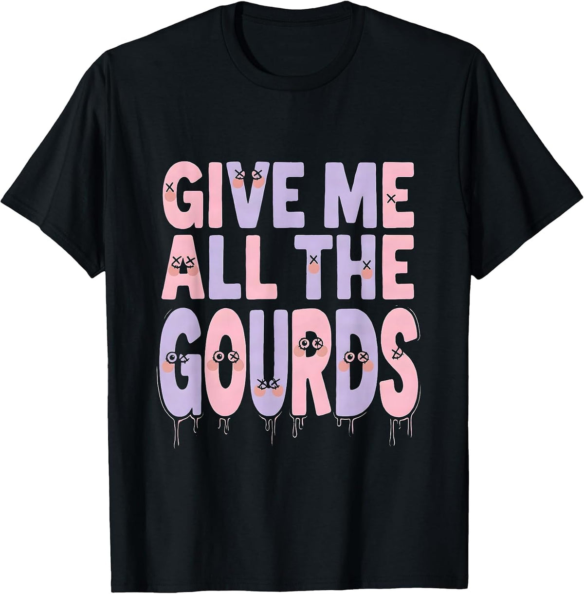 Men's Give Me All The Gourds Fall Harvest Design T-Shirt - Black