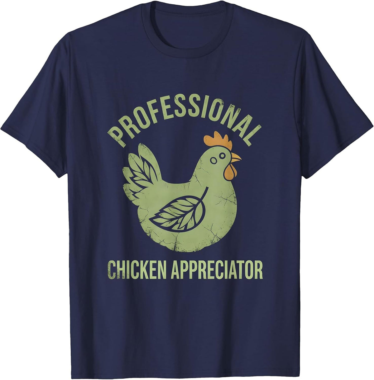 Men's Professional Chicken Appreciator Funny Poultry Design T-Shirt - Navy Blue
