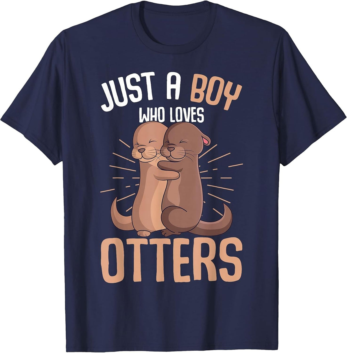 Just a Boy Who Loves Otters Boys Kids Otters T-Shirt - Navy Blue