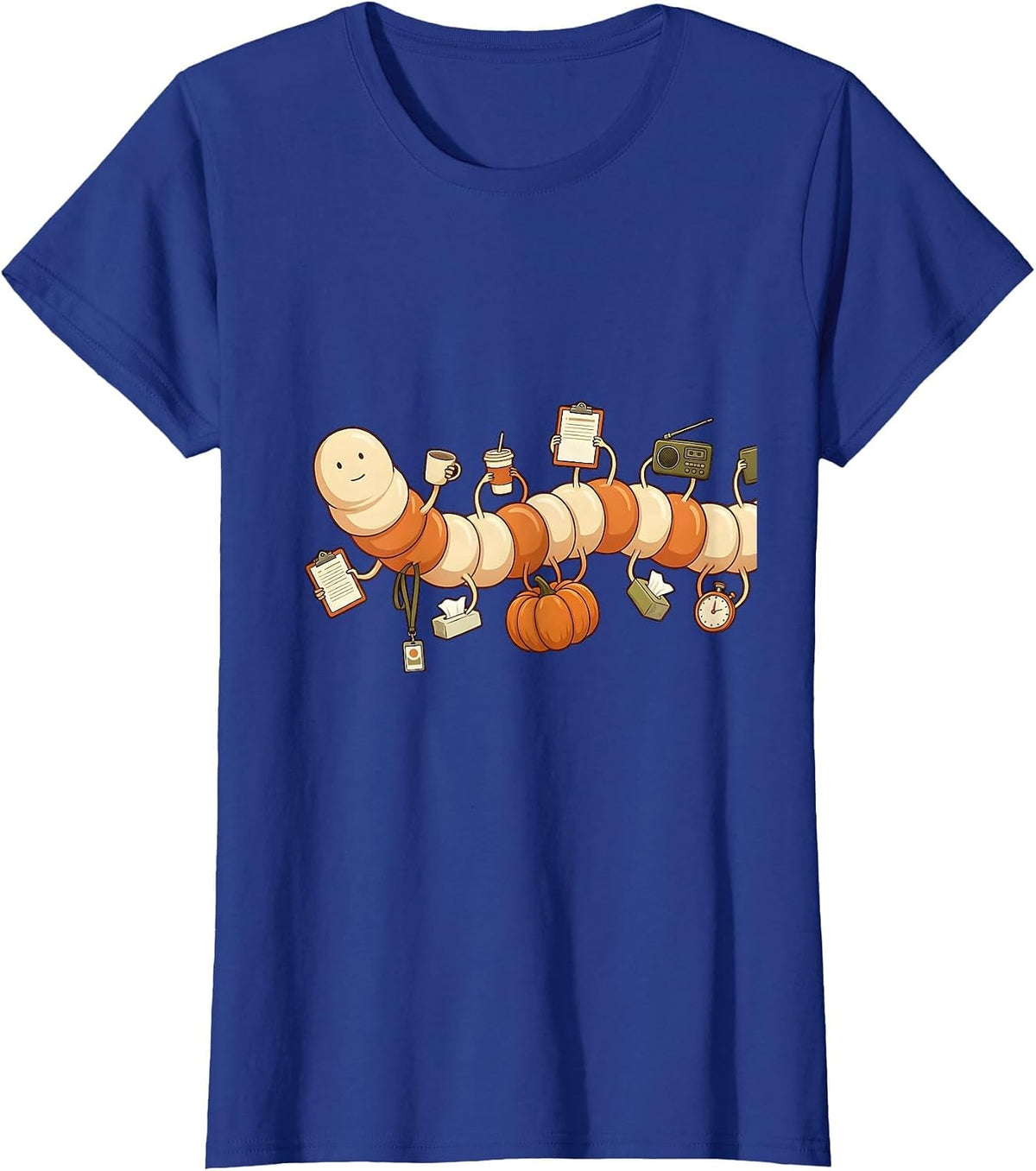 Women's Segmented Worm Support Mascot Para Normal Activities T-Shirt - Royal Blue