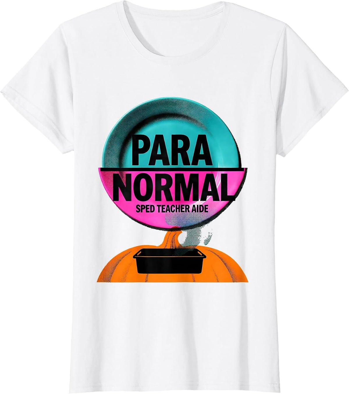 Para Normal SPED Teacher Aide Ghost Risograph Halloween T-Shirt - White