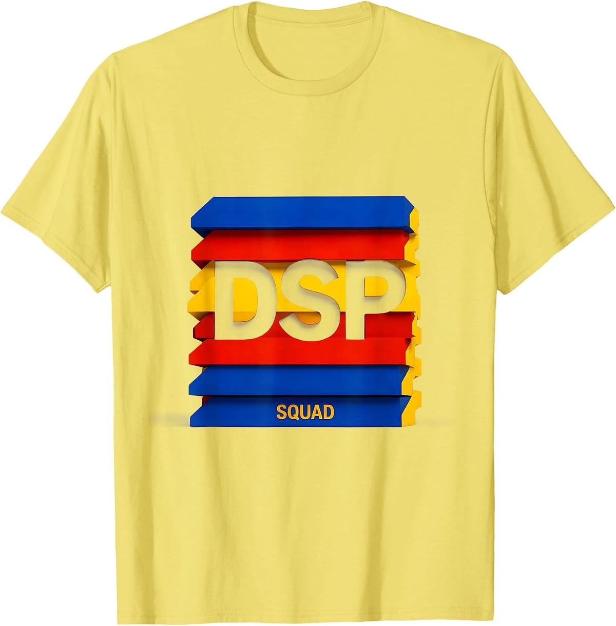 Men's DSP Squad Geometric Back To School Staff Appreciation Tie T-Shirt - Lemon Yellow