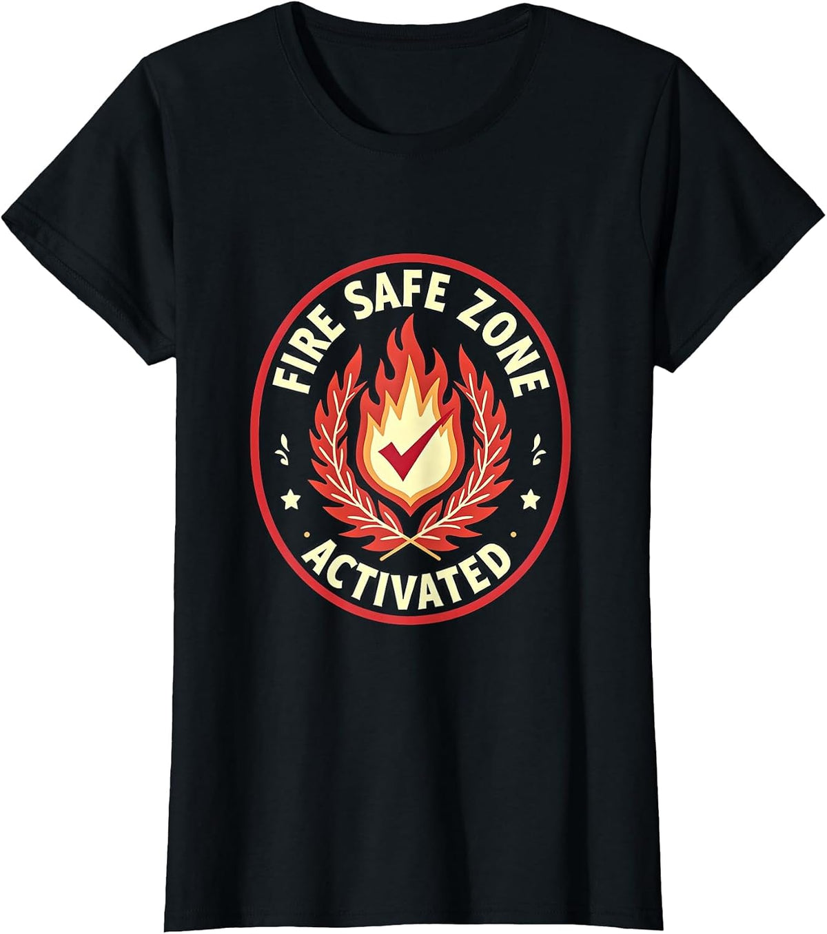 Fire Safe Zone Activated Fire Resistant Design T-Shirt - Black
