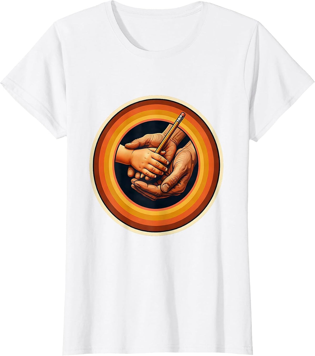 Women's Sped Teacher Guiding Hands Learning Illustration T-Shirt - White
