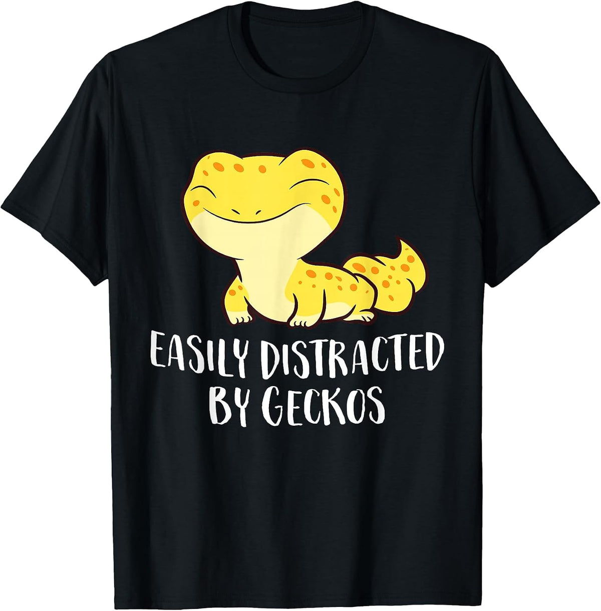 Easily Distracted By Geckos Cute Leopard Lizard Love Gecko T-Shirt - Black