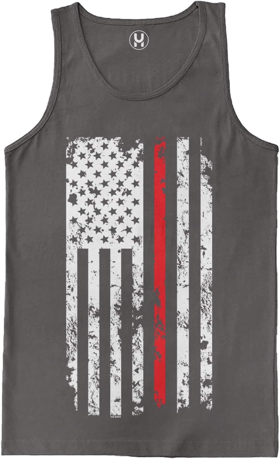 Red Line American Flag - Firefighter Support Men's Tank Top - Charcoal