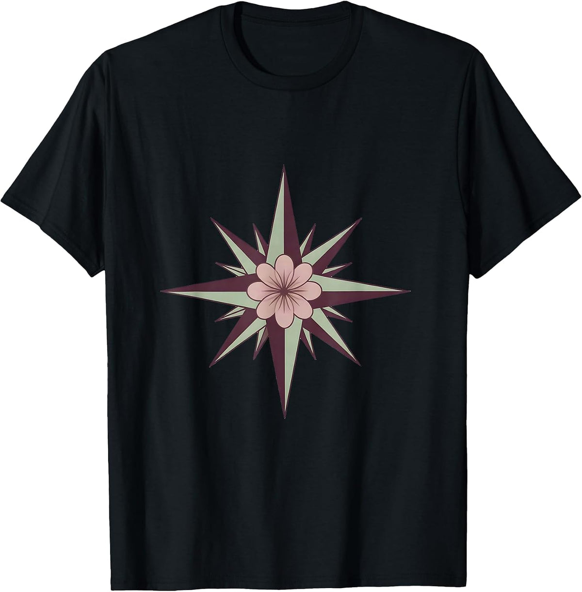 Men's Autism Awareness Floral Compass Rose Graphic T-Shirt - Black