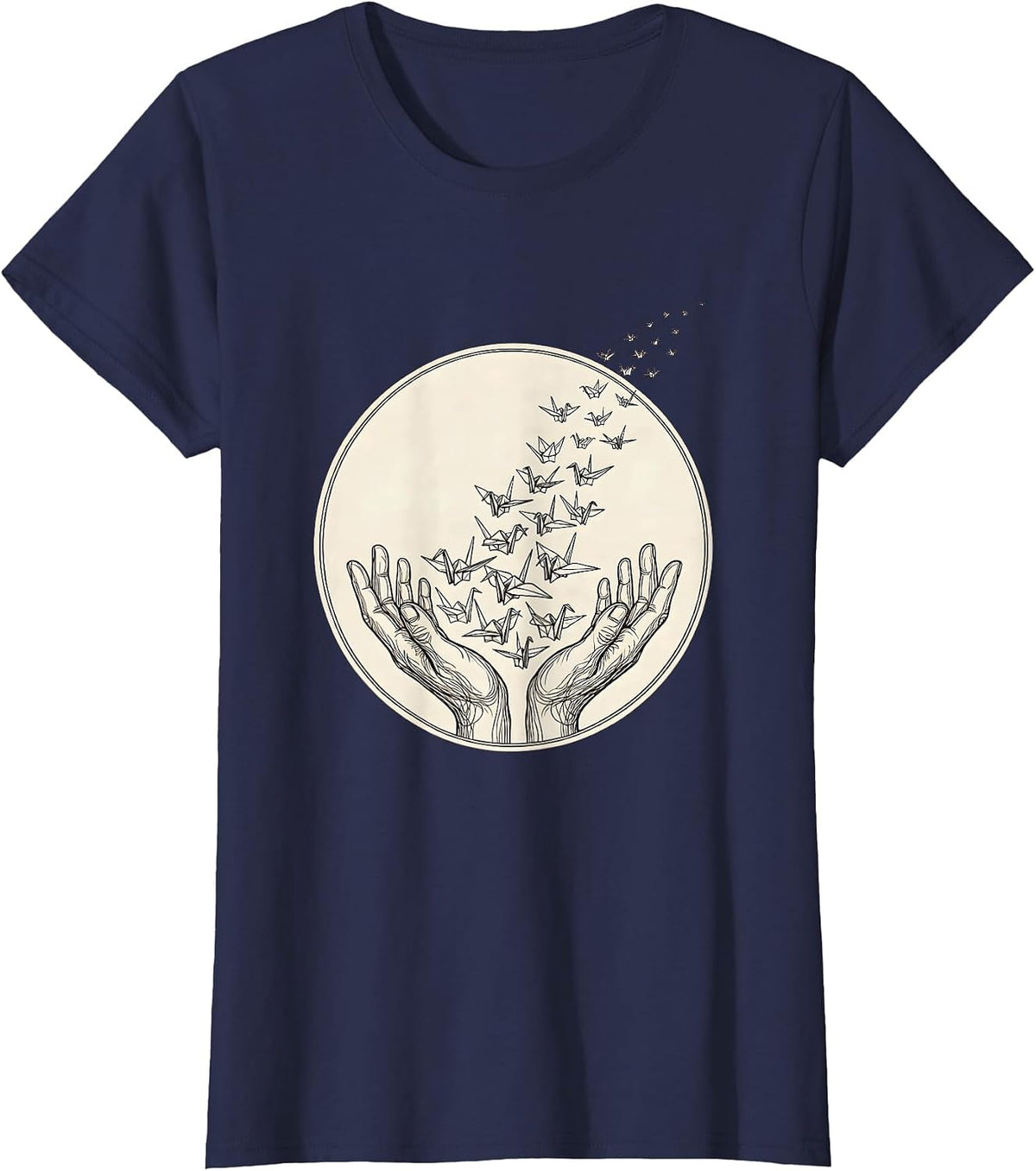 Women's Autism Awareness Paper Cranes Release Graphic T-Shirt - Navy Blue