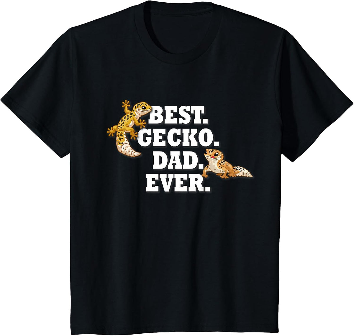 Mens Boys Kids Reptile Best Dad Ever Leopard Gecko Lover T-Shirt - Black
