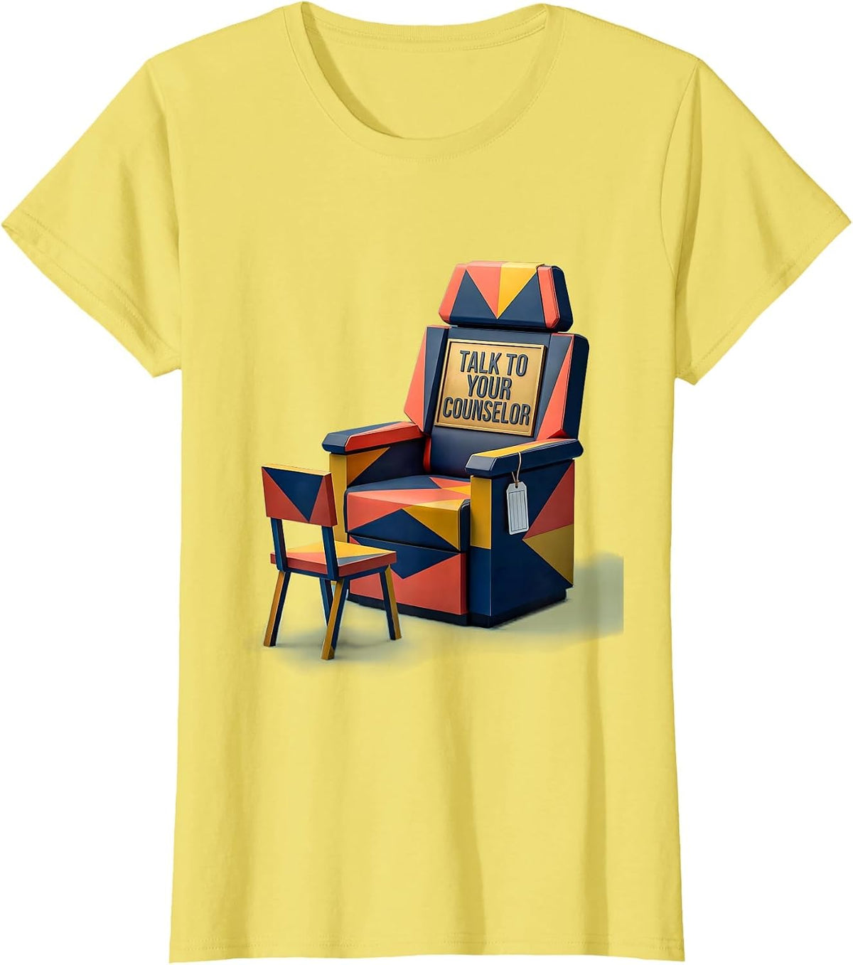 Women's Talk To Your Counselor Geometric School Counselor T-Shirt - Lemon Yellow
