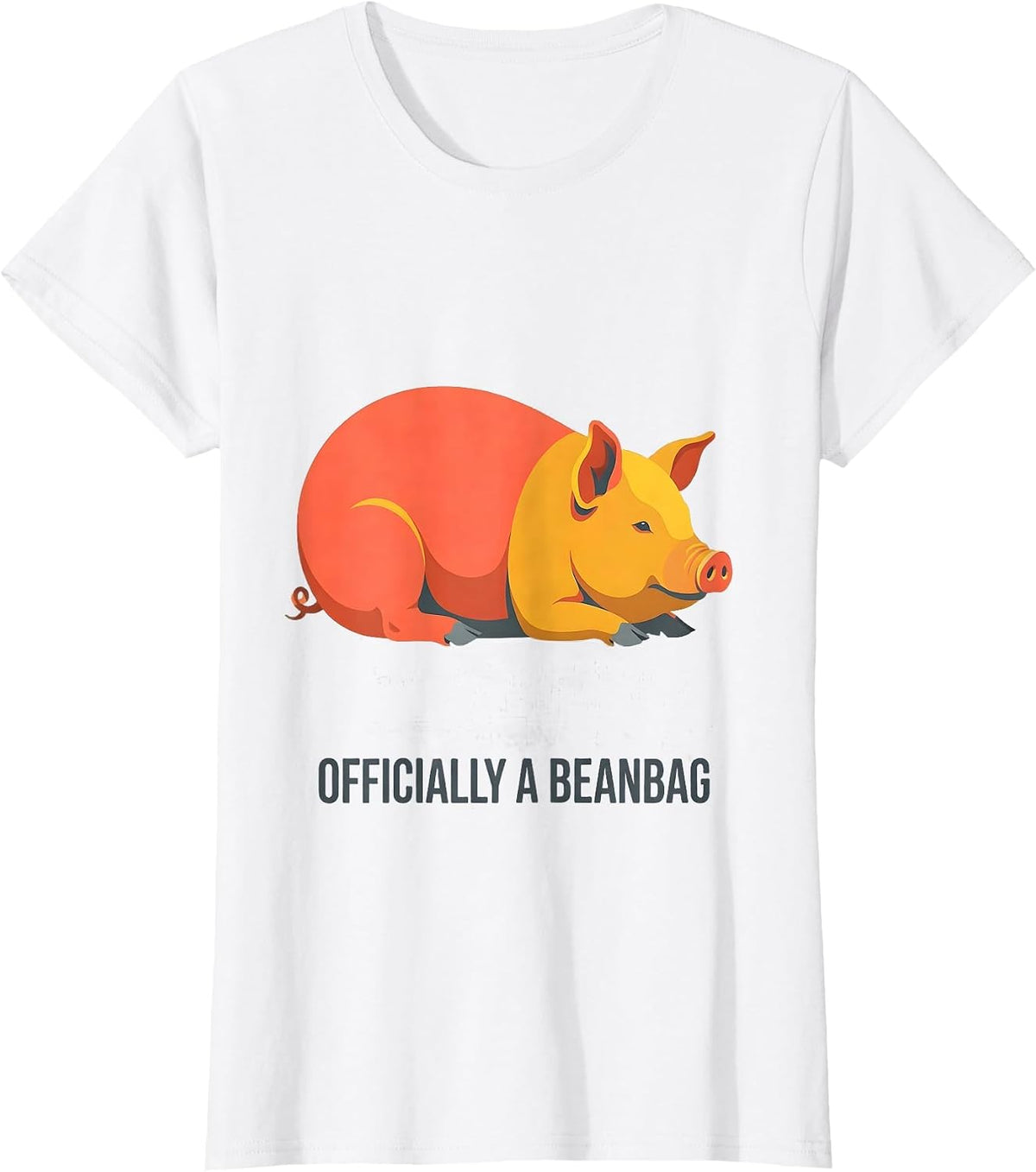 Women's Officially A Beanbag Funny Pet Pig Lover Humor T-Shirt - White