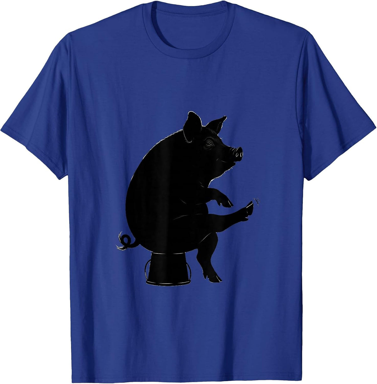 Pig Silhouette Funny Farm Animal Lover Novelty T-Shirt - Royal Blue