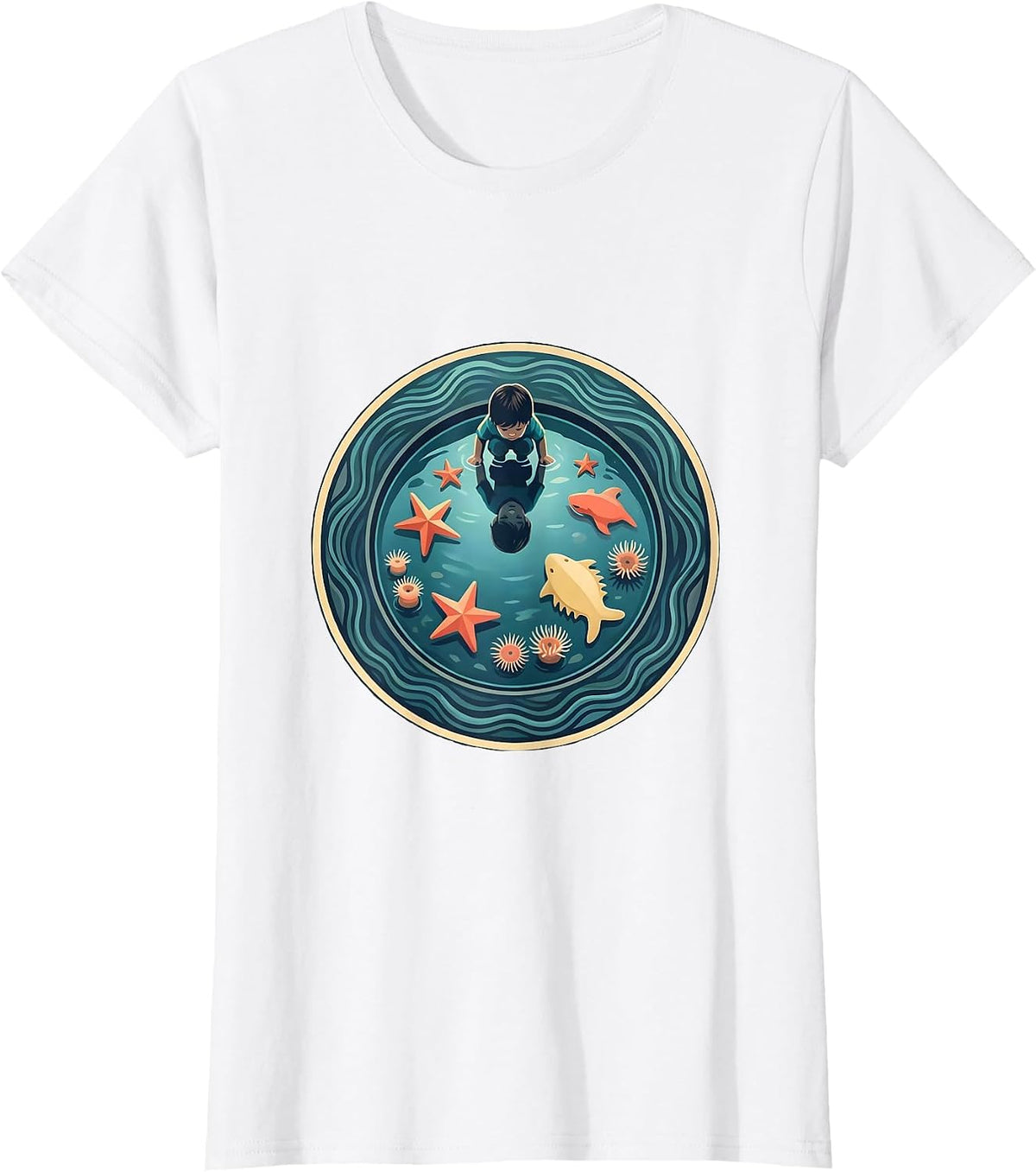 Women's Autism Awareness Tide Pool Discovery Graphic T-Shirt - White