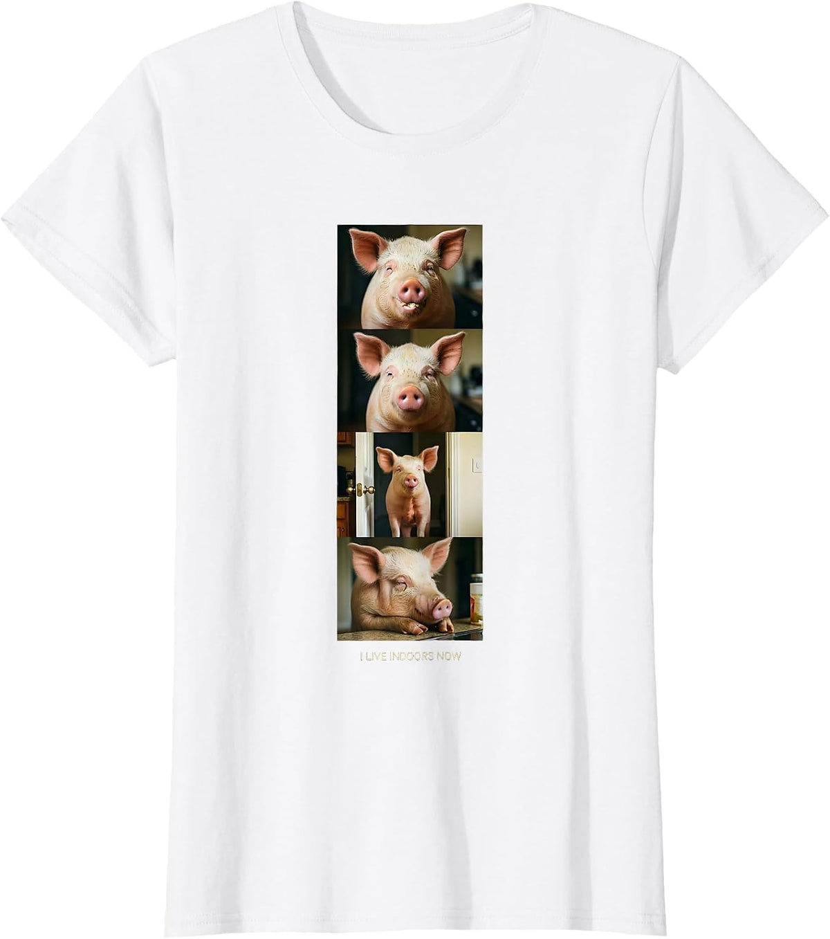 I Live Indoors Now Funny Pig Lover Pet Pig Owner Humor T-Shirt - White