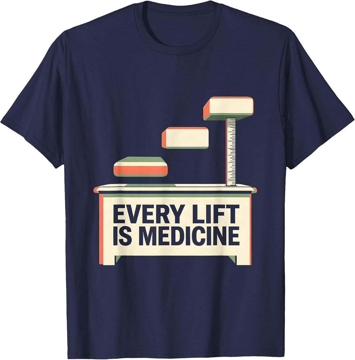 Every Lift Is Medicine Retro Physical Therapy PT Student T-Shirt - Navy Blue