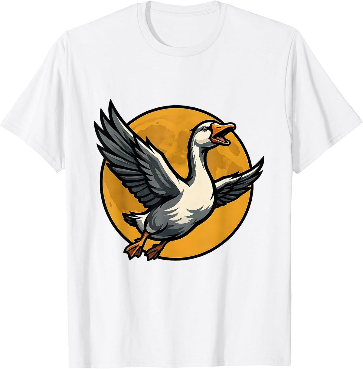 Men's Goose in Flight Full Moon Graphic Tee T-Shirt - White