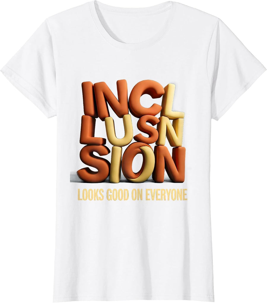 Women's Inclusion Looks Good On Everyone Special Ed Design T-Shirt - White