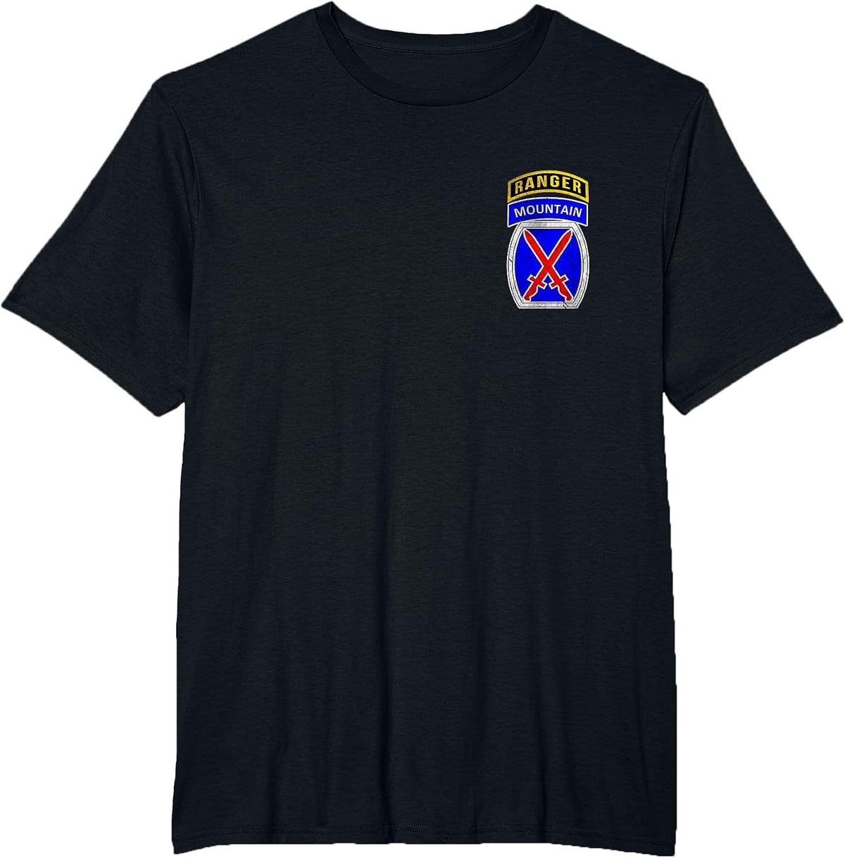 10th Mountain Division Ranger Tab Logo Military Veterans Day T-Shirt - Black