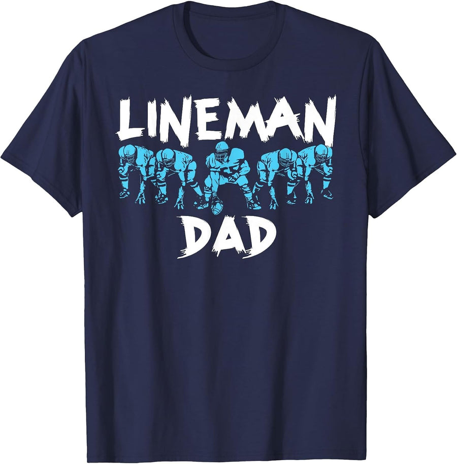 Lineman Dad O-line Funny Offensive Line Football Parent T-Shirt - Navy Blue
