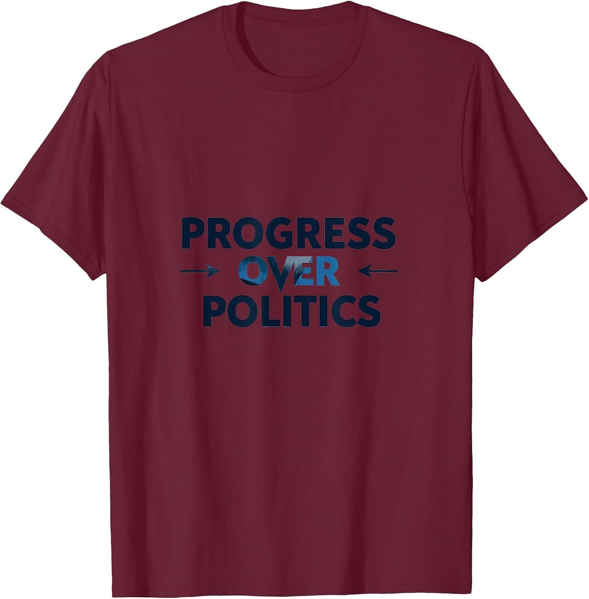 Progress Over Politics Inauguration Design T-Shirt - Burgundy